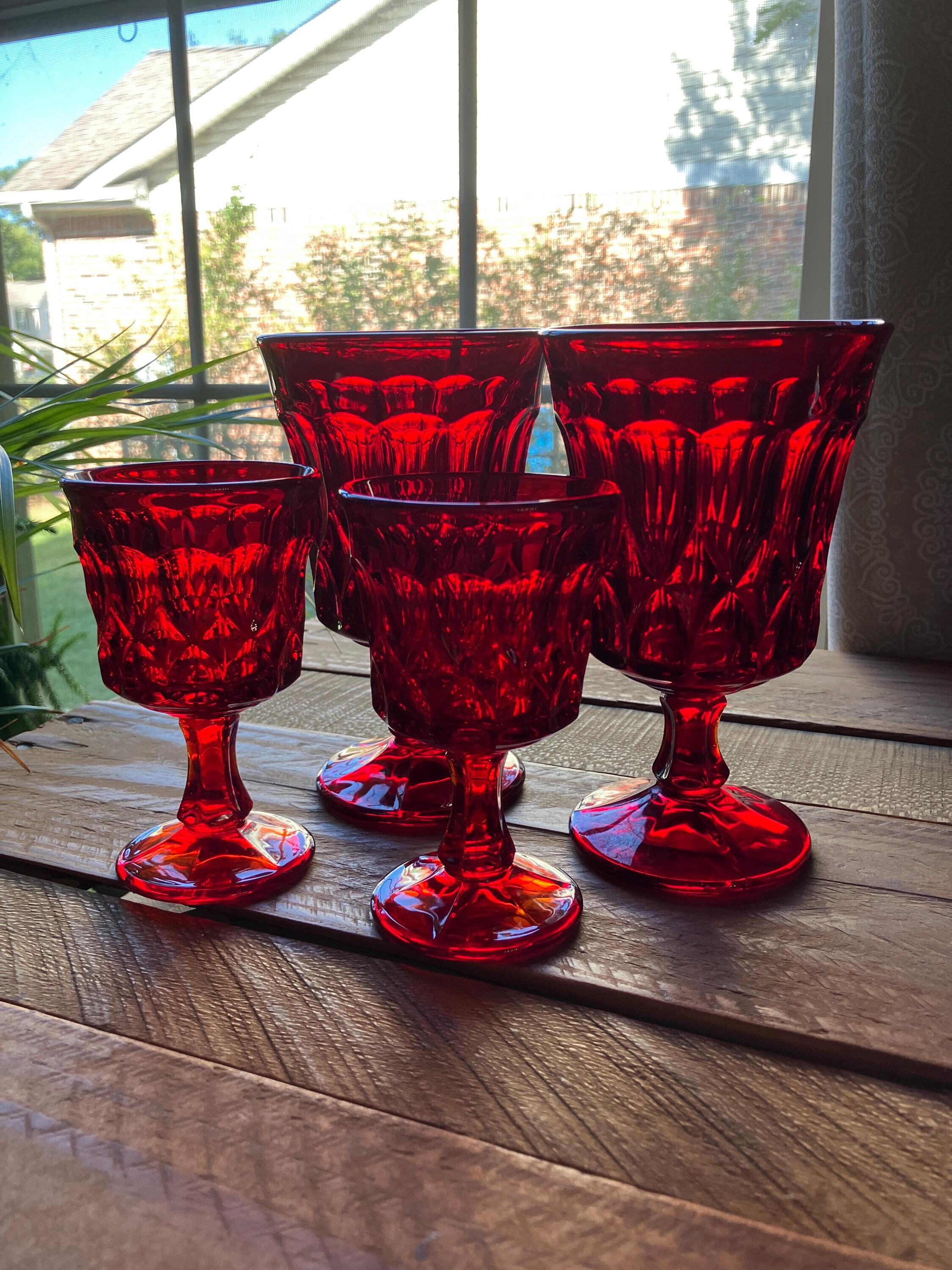 Red Thumbprint Glass - Etsy Canada