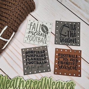Fall Football Leather Patch, Football Hat Patch, Football Mom Gift, Football Season Patch, Autumn Sports Patch, 2 Inch
