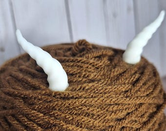 3d Printed Twisted Amigurumi Safety Eye Horns, Great for Impkins, Baphomets, and Dragons! Black or White Stuffie Horns, Crochet Accessories,