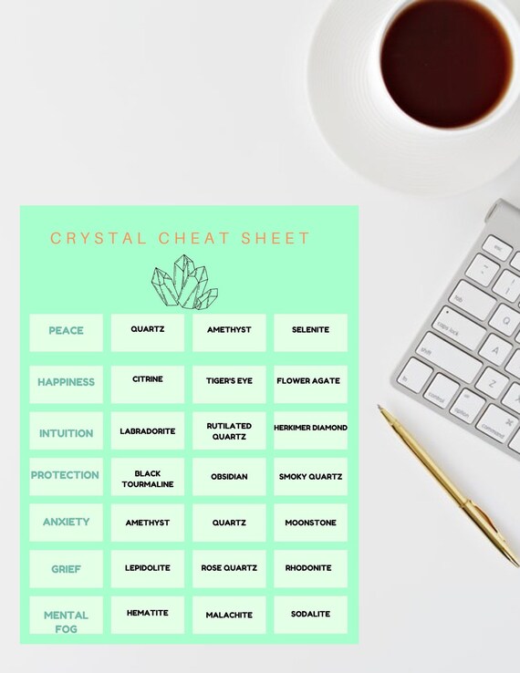 Crystal Guide Crystal Cheat Sheet Digital Download Crystal | Etsy