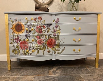 Unique Dresser, Hand Painted, Boho, Solid Wood Antique Custom Made To Order