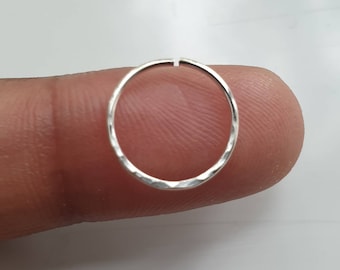 Nose rings. Nose ring hammered. Silver plated copper and gold coloured 20g. Dainty nose ring hoop.