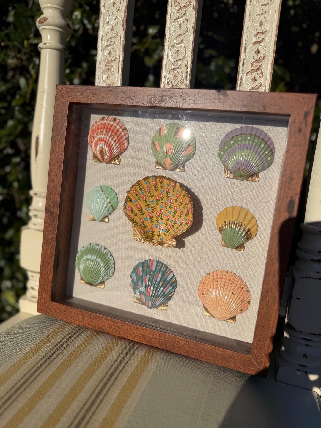 Hammer Shell Frame Box Framed Hand Painted Shells 10