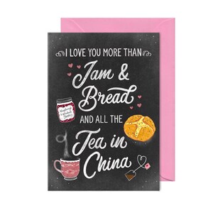 Te amo más que la mermelada, el pan y todo el té de China Tarjeta del Día de la Madre