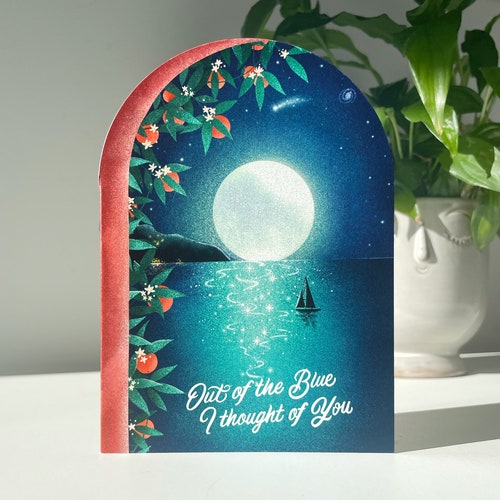 Out of the Blue I thought of you - Arch shaped Greeting Card