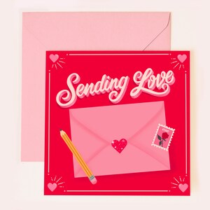 Tarjeta de felicitación de envío de amor: incluye sobre y adhesivo con sello.