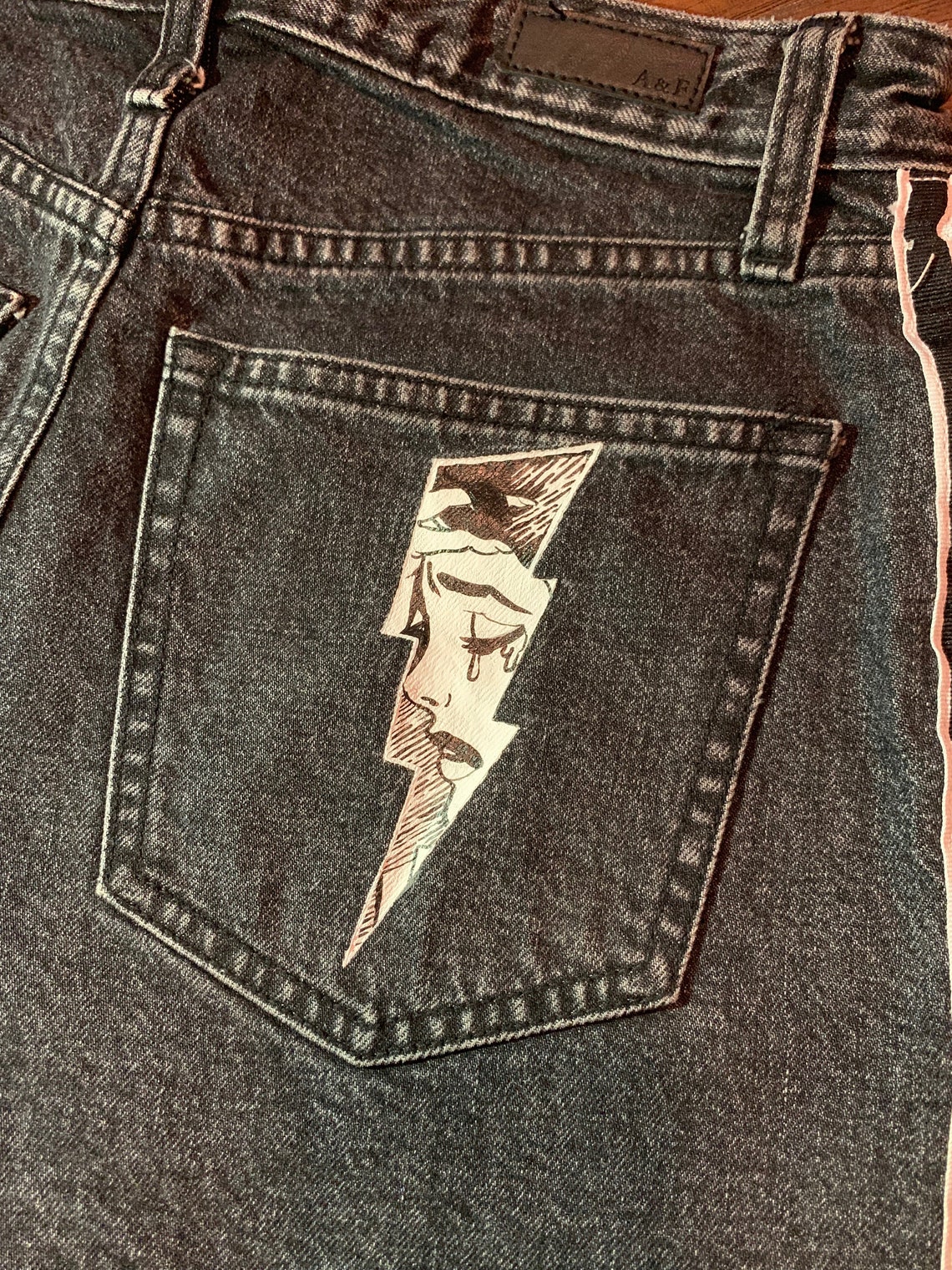 Custom Painted Jean Pocket Hand Painted Denim Jeans Trendy Etsy