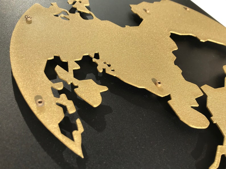 Gold Metal World Map World Map Wall Decor Metal Wall Art Etsy