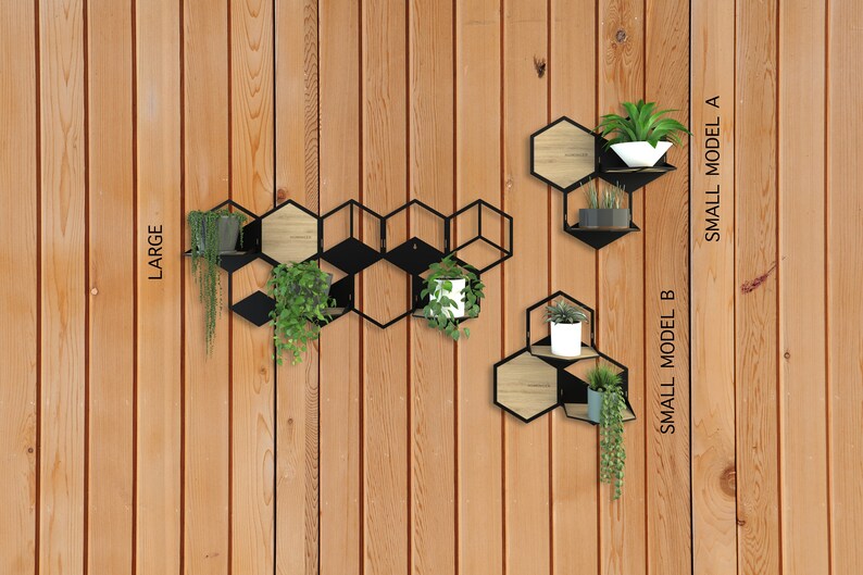 Hexagonal Plant Shelves Wall Planter Hexagon Wall Plant Etsy
