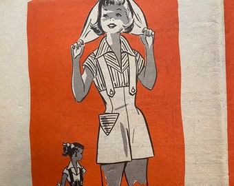 Marian Martin 1940's child's pattern 9206, jumper or dress, blouse, size 8, rare pattern