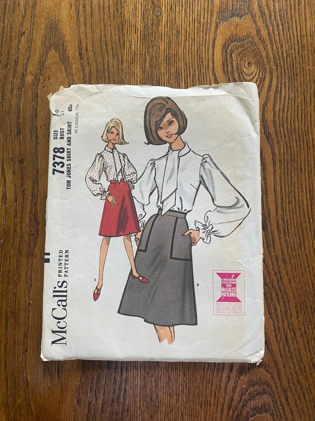 1964 Vintage Mccall's, Pattern 7378, Original UNCUT Pattern, Skirt and