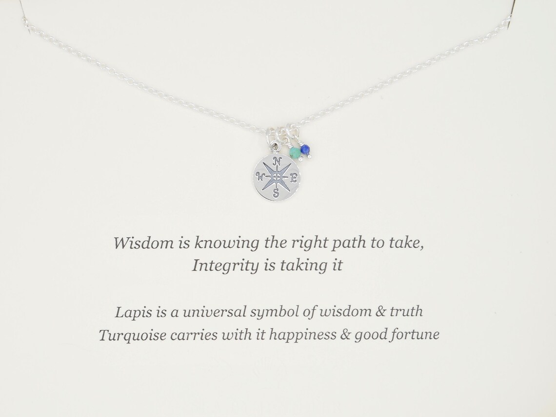 Compass Necklace with Meaning Sterling Silver Compass Charm Etsy