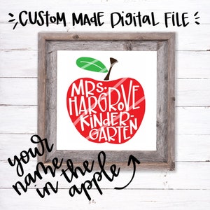 Archivo digital SVG de Apple con letras a mano personalizado - Estilo de impresión