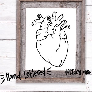 Anatomical Heart Blank SVG Printable
