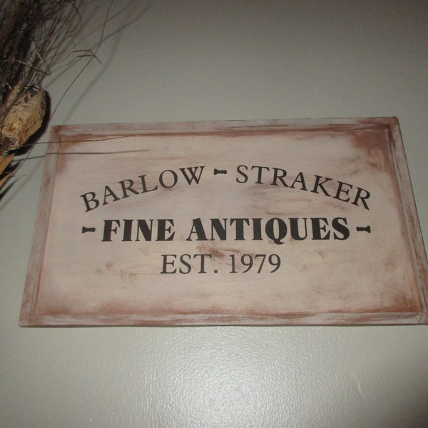 Barlow & Straker antiques  Salems lot sign