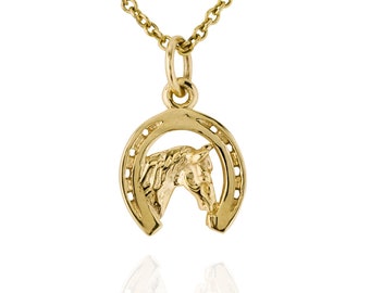 Solid 9ct Gold Horseshoe Charm Pendant