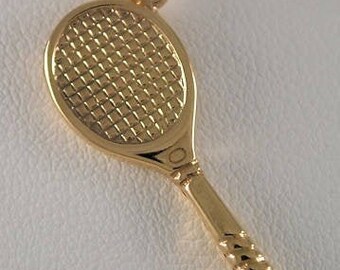 26mm Silver Yellow Plated Tennis Racquets Charm 26mm Silver Yellow Plated Tennis Racquets Charm