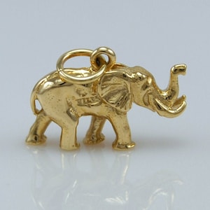 Solid 9ct Gold Elephant Charm Pendant