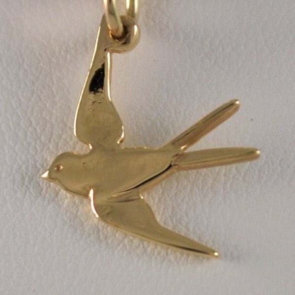 Solid 9ct Gold Swallow Charm Pendant