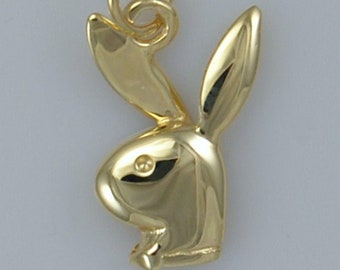 Solid 9ct Gold Playboy Bunny Charm Pendant