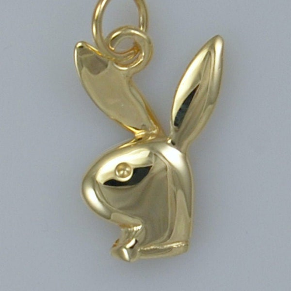 Solid 9ct Gold Playboy Bunny Charm Pendant