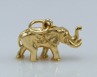 Solid 9ct Gold Elephant Charm Pendant