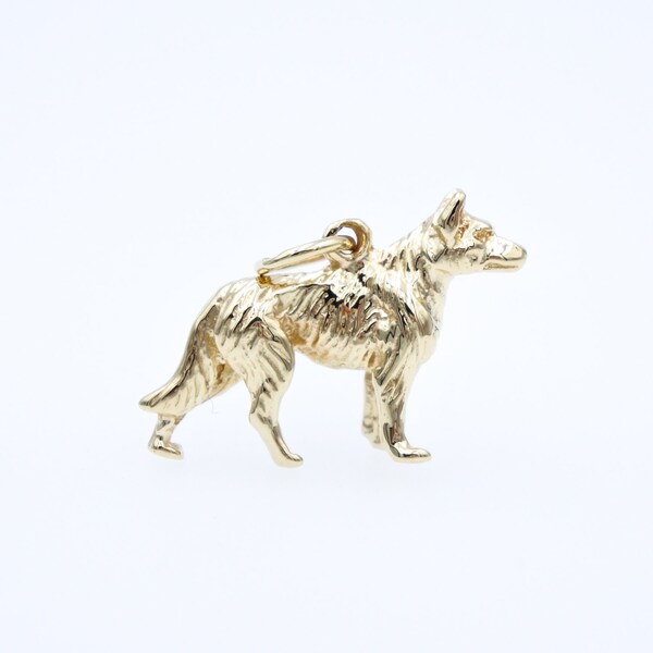 German Shepherd Dog Head Charm Pendant Necklace - Gold Or Silver Tone - View #3