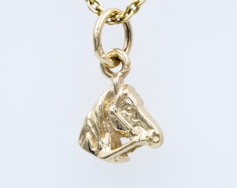Solid 9ct Gold Horse Head Charm Pendant