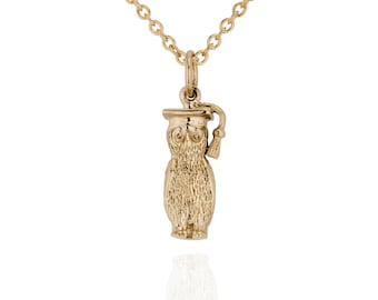 Solid 9ct Gold Wise Owl Charm Pendant