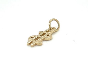 Solid 9ct Gold Dollar Charm Pendant