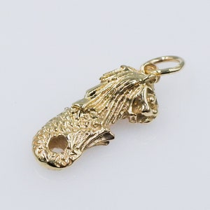 Solid 9ct Gold Merlion Charm Pendant