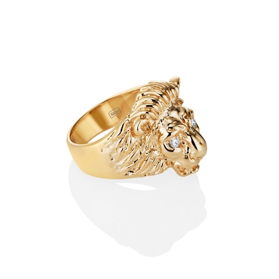 9ct gold lion best sale ring