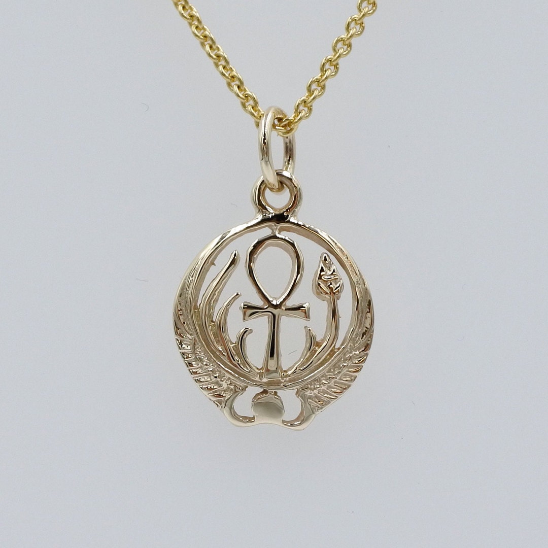thumbnail image 2 of 14K Solid Gold Egyptian Ankh Cross Charm Pendant – Small 1.1 Inches – ALEX AND ELSA PT137 2 of 6
