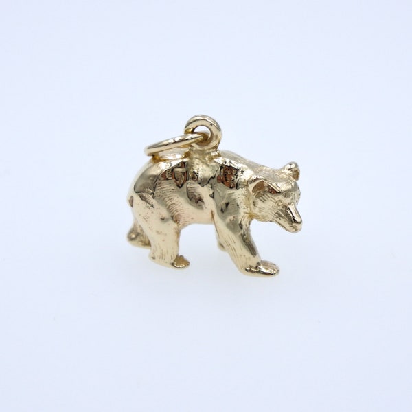 Solid 9ct Gold Bear Charm Pendant