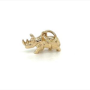 Solid 9ct Gold Rhinoceros Charm Pendant