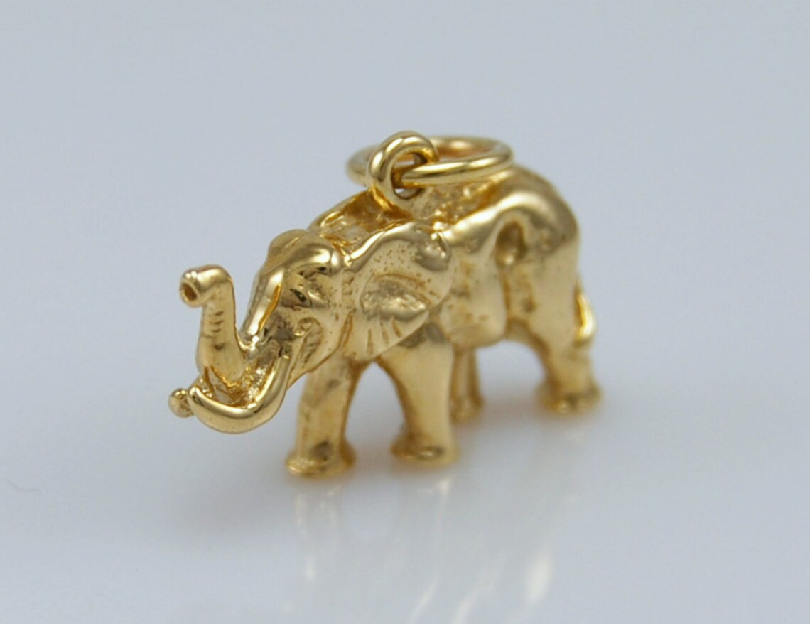 Solid 9ct Gold Elephant Charm Pendant Etsy