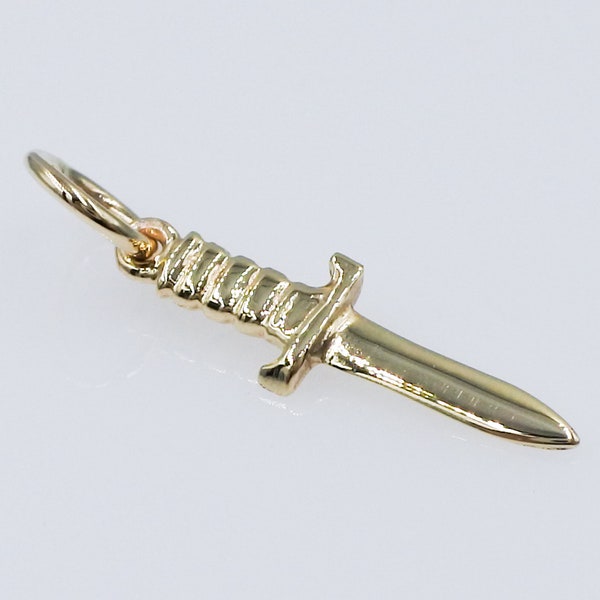 Solid 9ct Gold Knife Dagger Charm Pendant