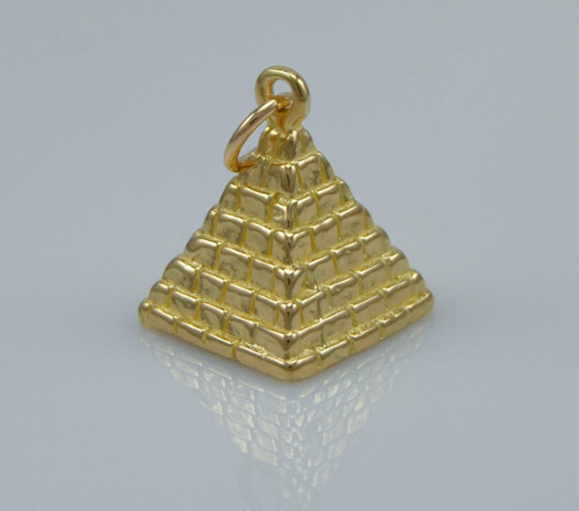 Solid 9ct Gold Pyramid Charm Pendant Etsy