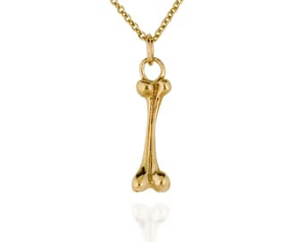 Solid 9ct Gold Bone Charm Pendant