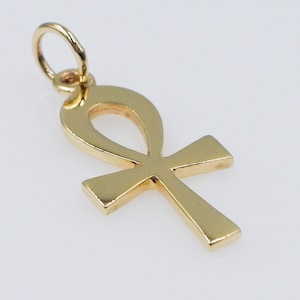 Solid 9ct Gold Ankh Key of Life Charm Pendant