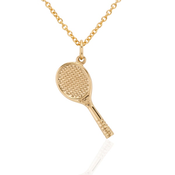 Solid 9ct Gold Tennis Racquet Charm Pendant