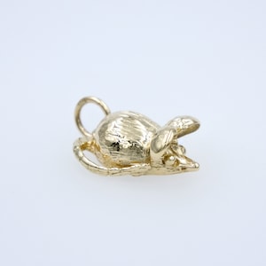 Solid 9ct Gold Mouse Charm Pendant