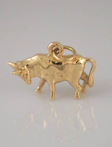 Solid 9ct Gold Ox Charm Pendant