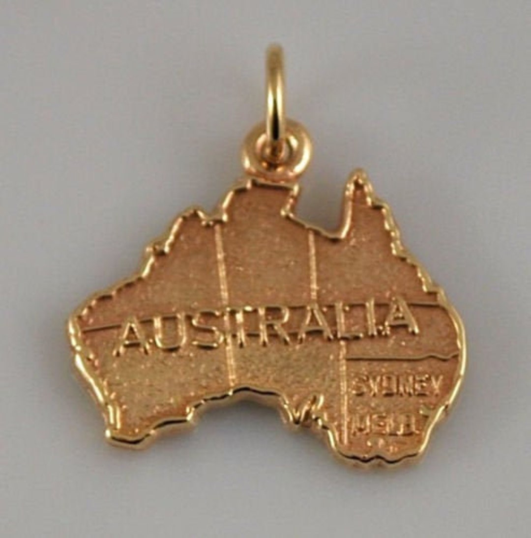 Solid 9ct Gold Australia Map Charm Pendant Etsy