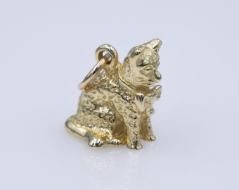 9ct Gold Katze Charm Anhänger