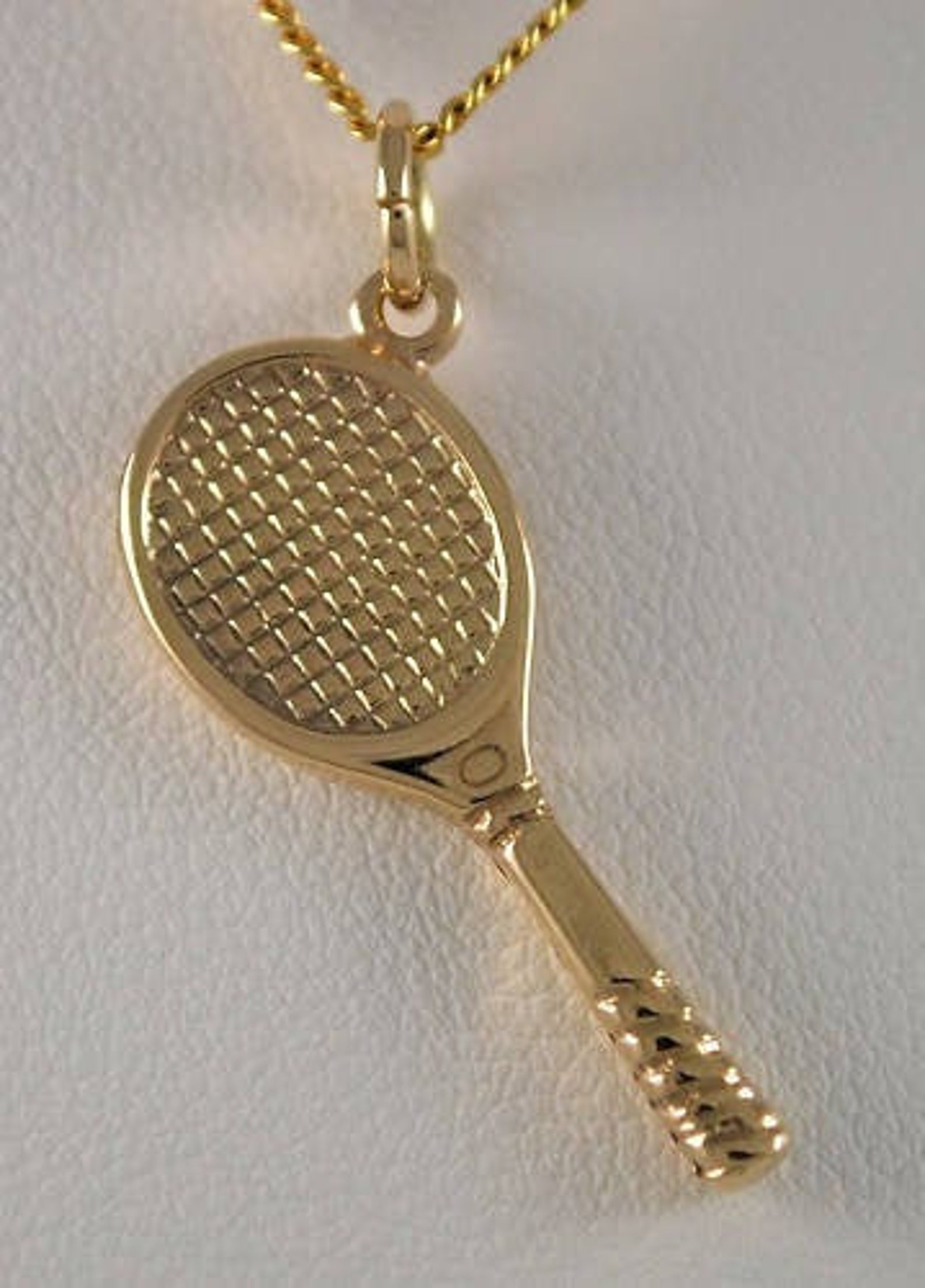 Solid 9ct Gold Tennis Racquet Charm Pendant Etsy