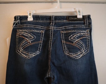 LA Idol Bootcut Size 15 Medium Wash Womens Jeans Stitching Western