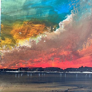 Sutton Coastline - Contea di Dublino - Acrilico su carta da 300 GSM