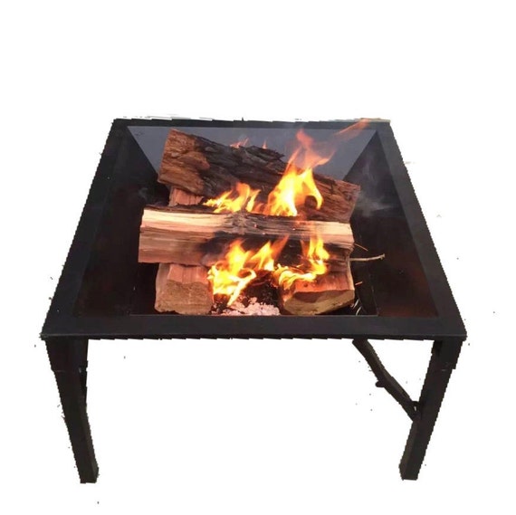 Outdoor Wood Fire Pit Foldable Pit With Cover Etsy