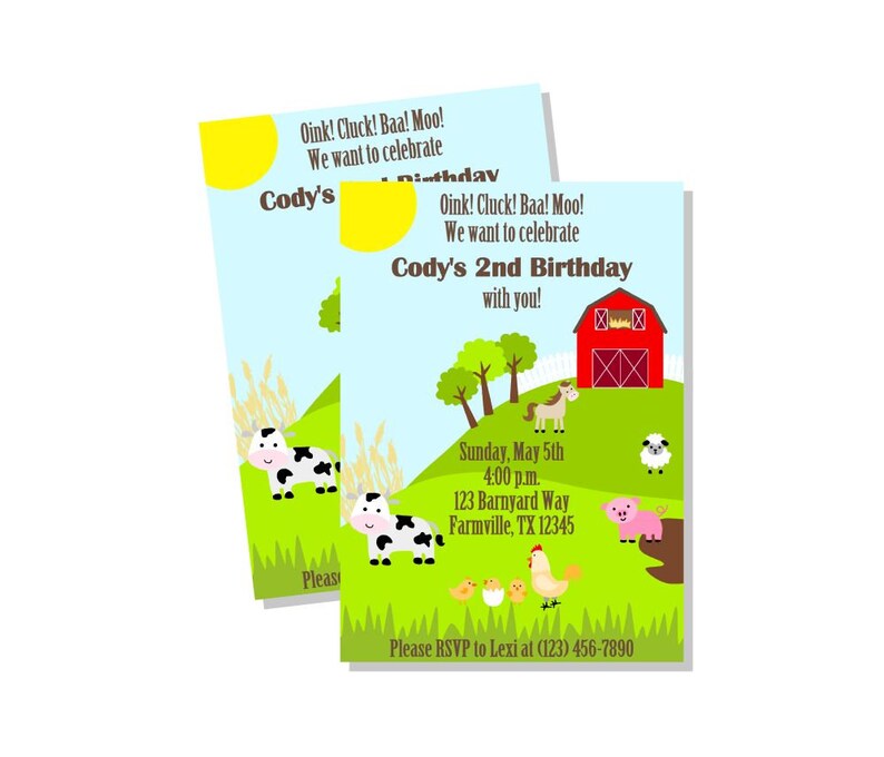 Farm Party Invitation Red Barn Farm Birthday Invite Etsy